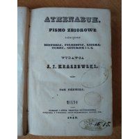 Athenaeum - pismo zbiorowe poświęcone historij , filozofij , literaturze , sztukom i t.d. - tom I i II - Wilno 1843 r.