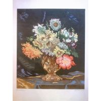''Herbstblumen'' - drzeworyt barwny - Louise Fraenkel - Hahn - ok. 1920 r.