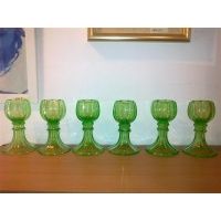 Kieliszki - szkło barwione - zielone - lata 20-te XX wieku - 6 sztuk