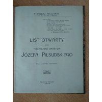 List otwarty do Naczelnika Państwa Józefa Piłsudskiego - Stanisław Pełczyński 1921 r.