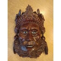 Maska rzeźba Daleki Wschód drewno kość