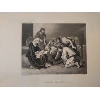 Narodzenie Chrystusa - staloryt - Poussin / W. French 1880 r.