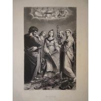 Święta Cecylia - staloryt - Rafael Sanzio / A.H. Payne 1880 r.